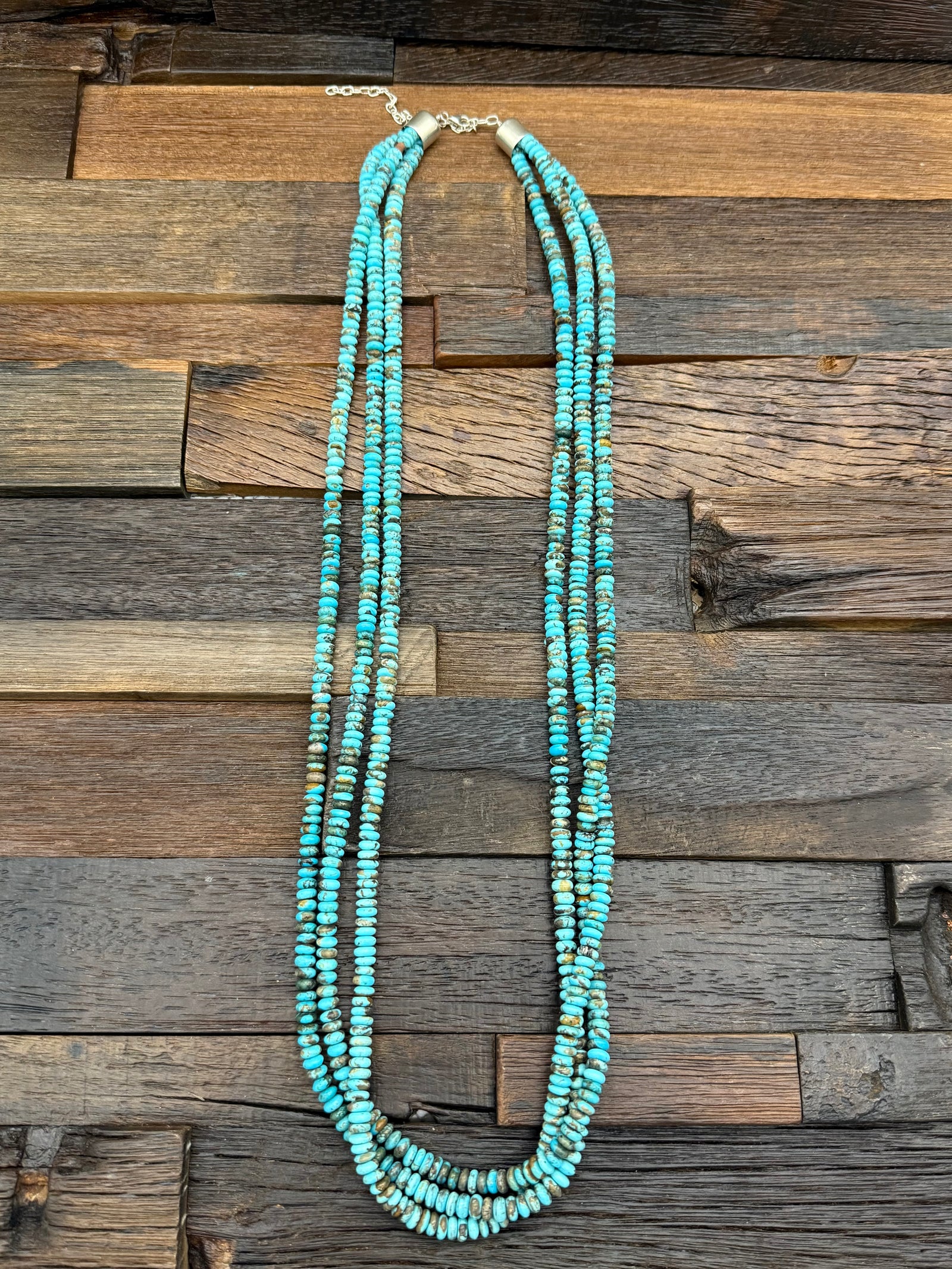 Three-Strand Turquoise Rondelle Bead Necklace by Kevin Garcia