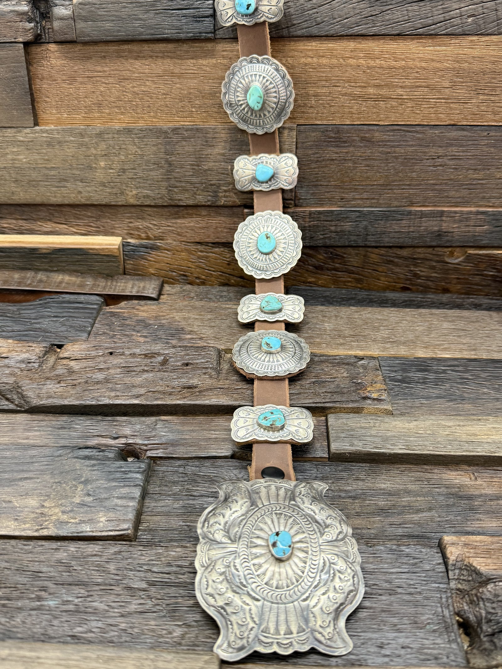 Kingman Turquoise Concho Belt by Dan Morgan