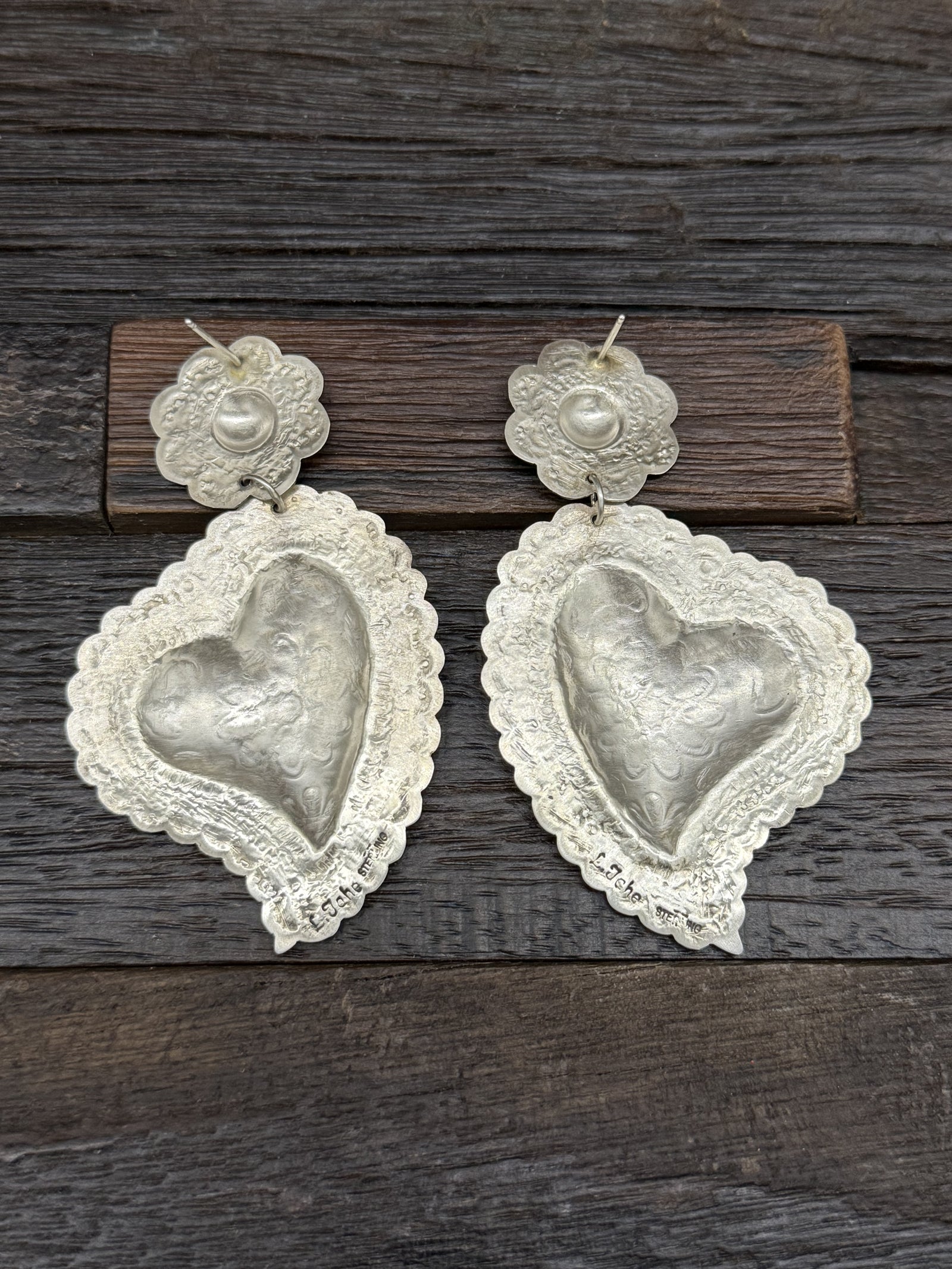 Heart Concho Stamped Earrings by Leander Tahe