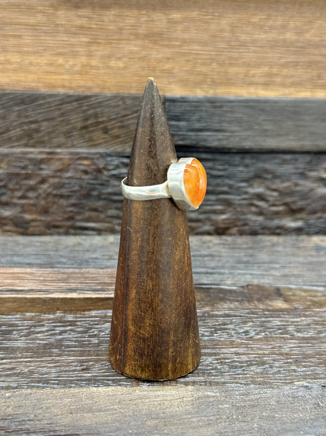 Orange Spiny Oyster Heart Ring by Priscilla Smith