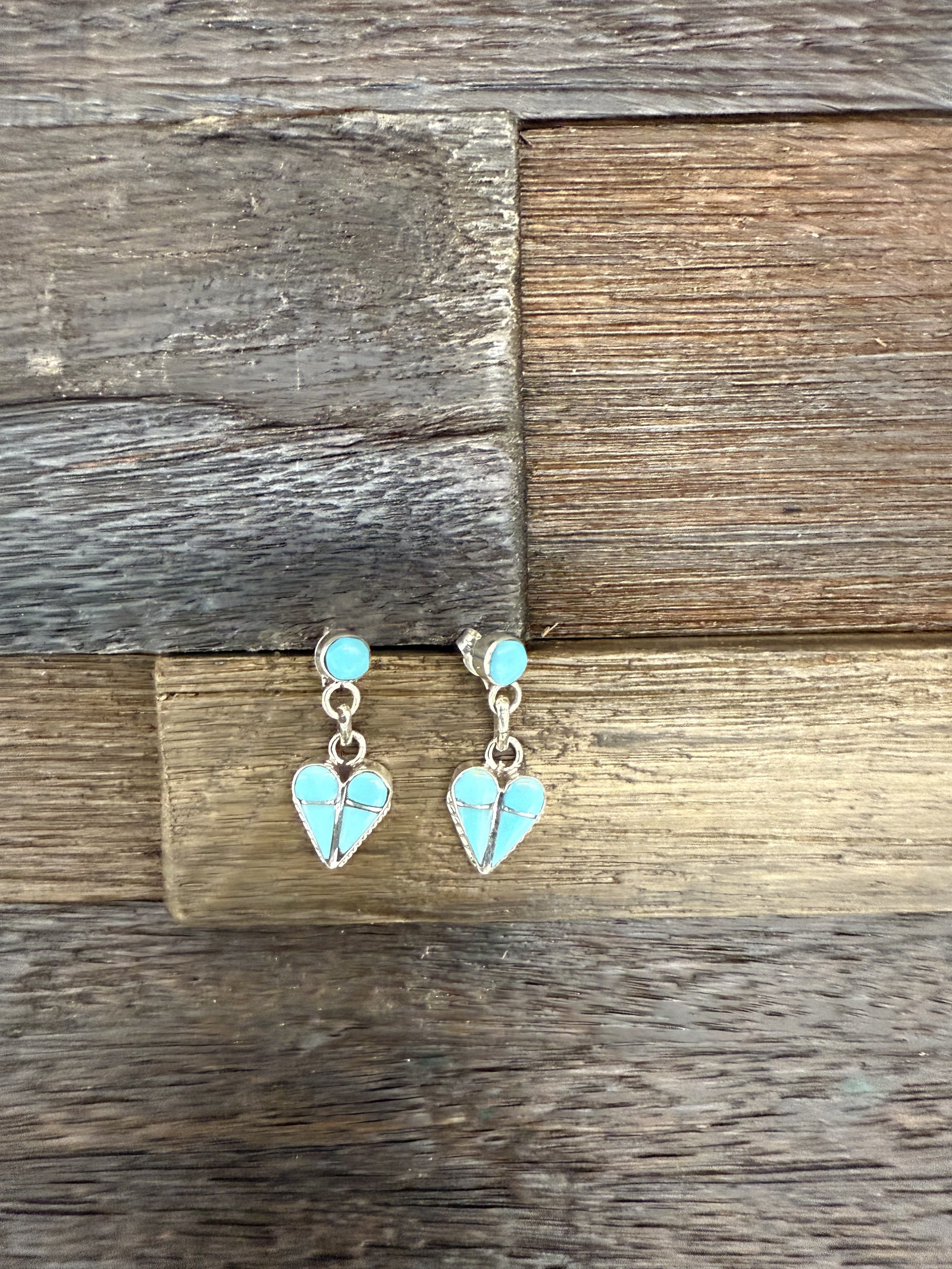 Turquoise Heart Inlay Earrings