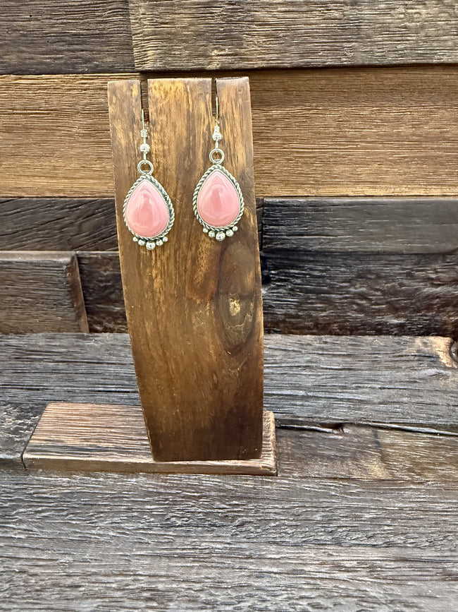 Teardrop Pink Conch Earrings