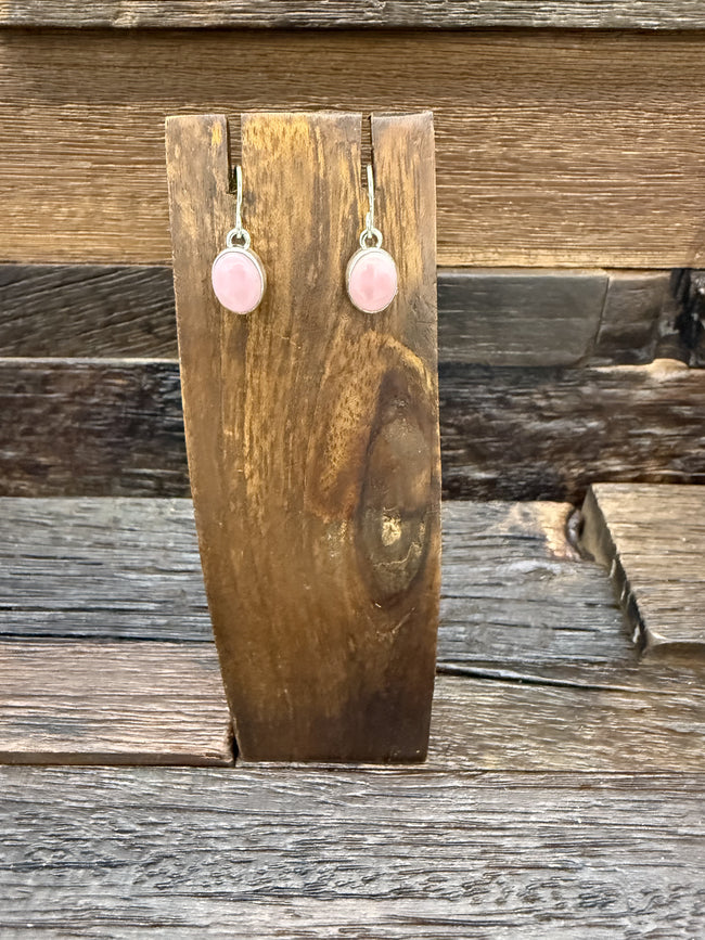 Small Pink Conch Oval Earrings