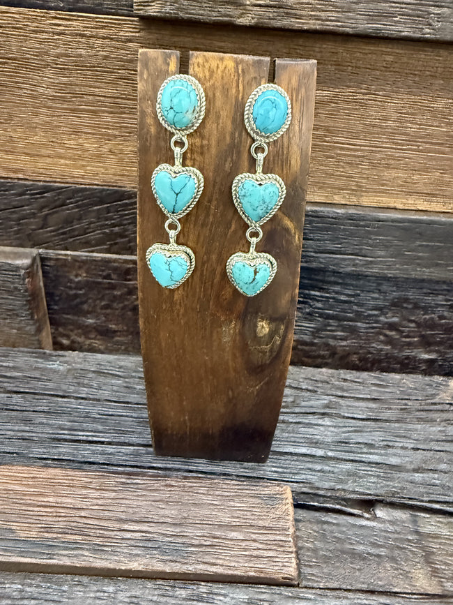 Anna Spencer Turquoise Heart Drop Earrings