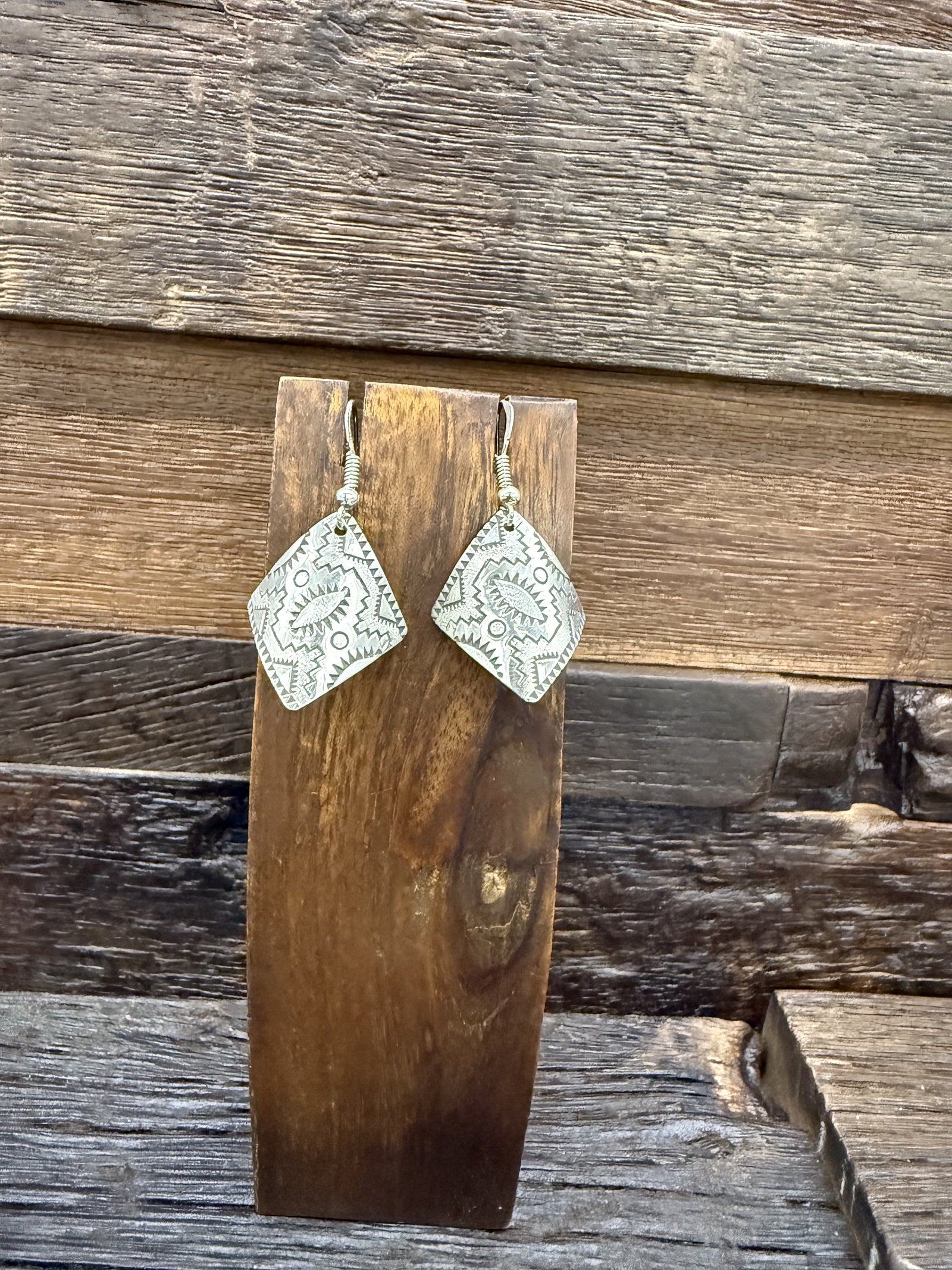 Sterling Silver Diamond Etched Earrings