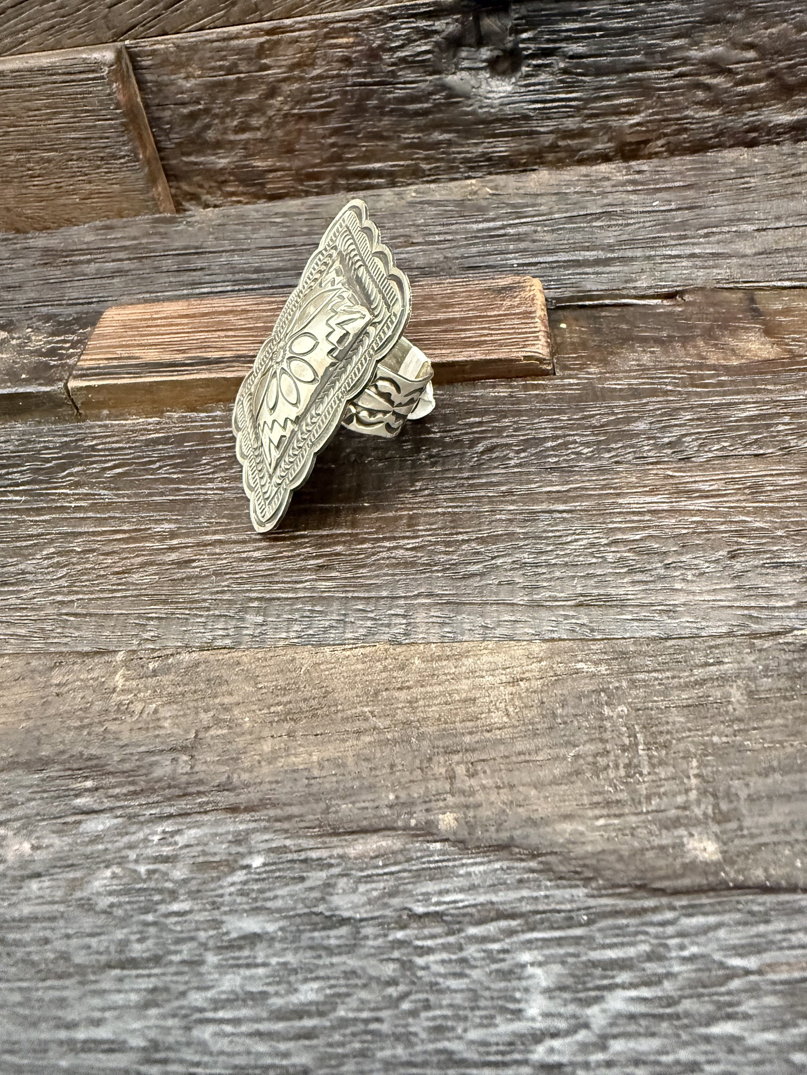 Leander Tahe Stamped Silver Ring