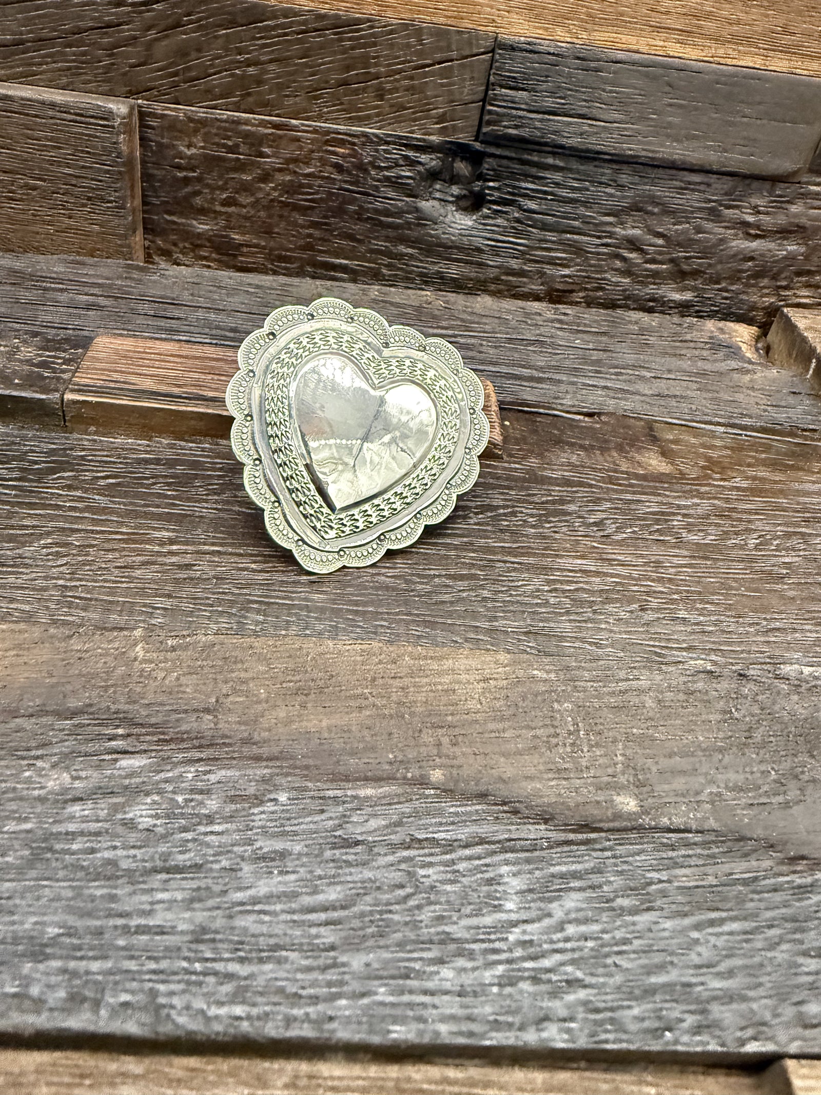 Sterling Silver Stamped Heart Ring