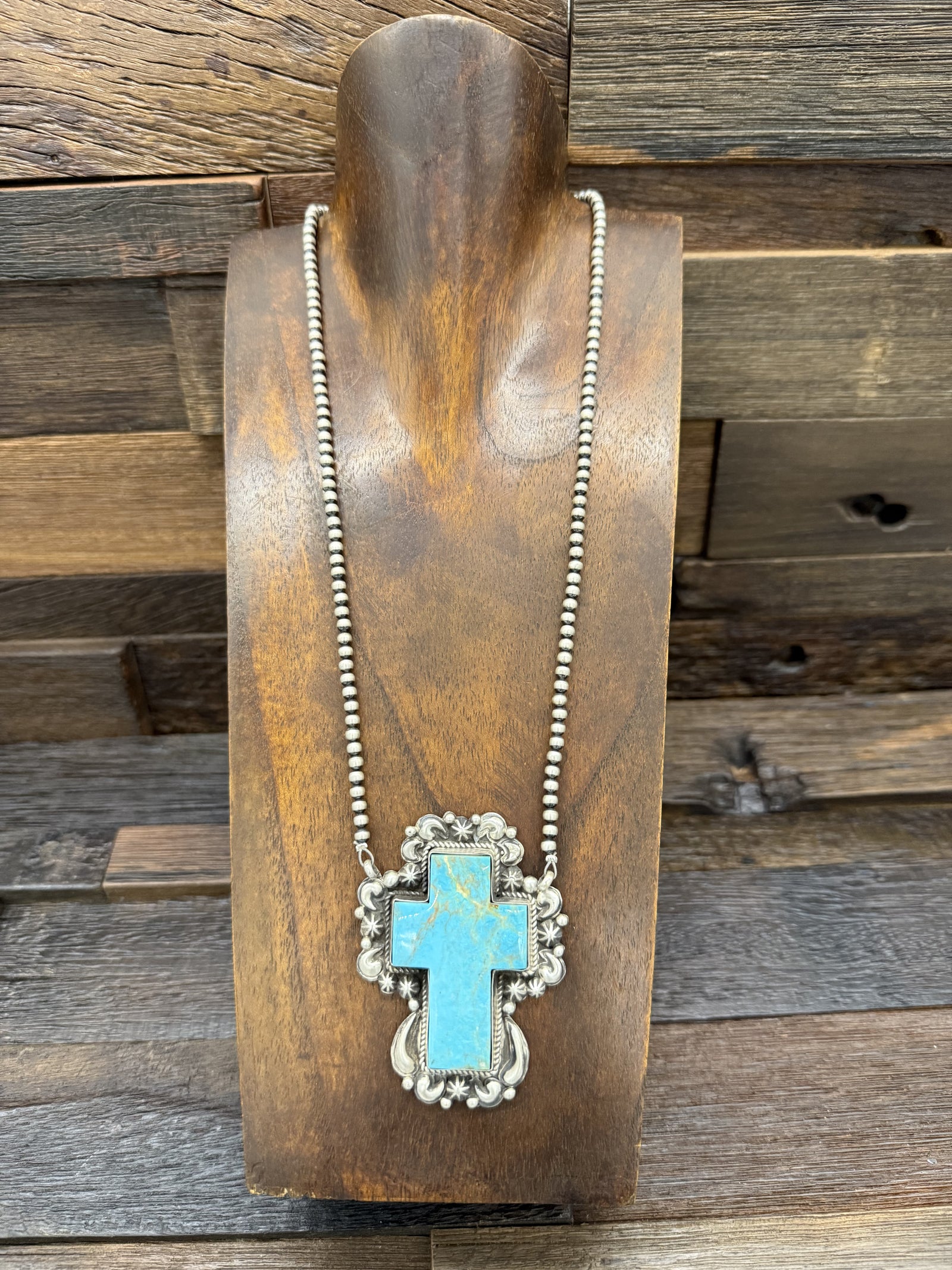 Sterling Silver & Turquoise Cross Necklace