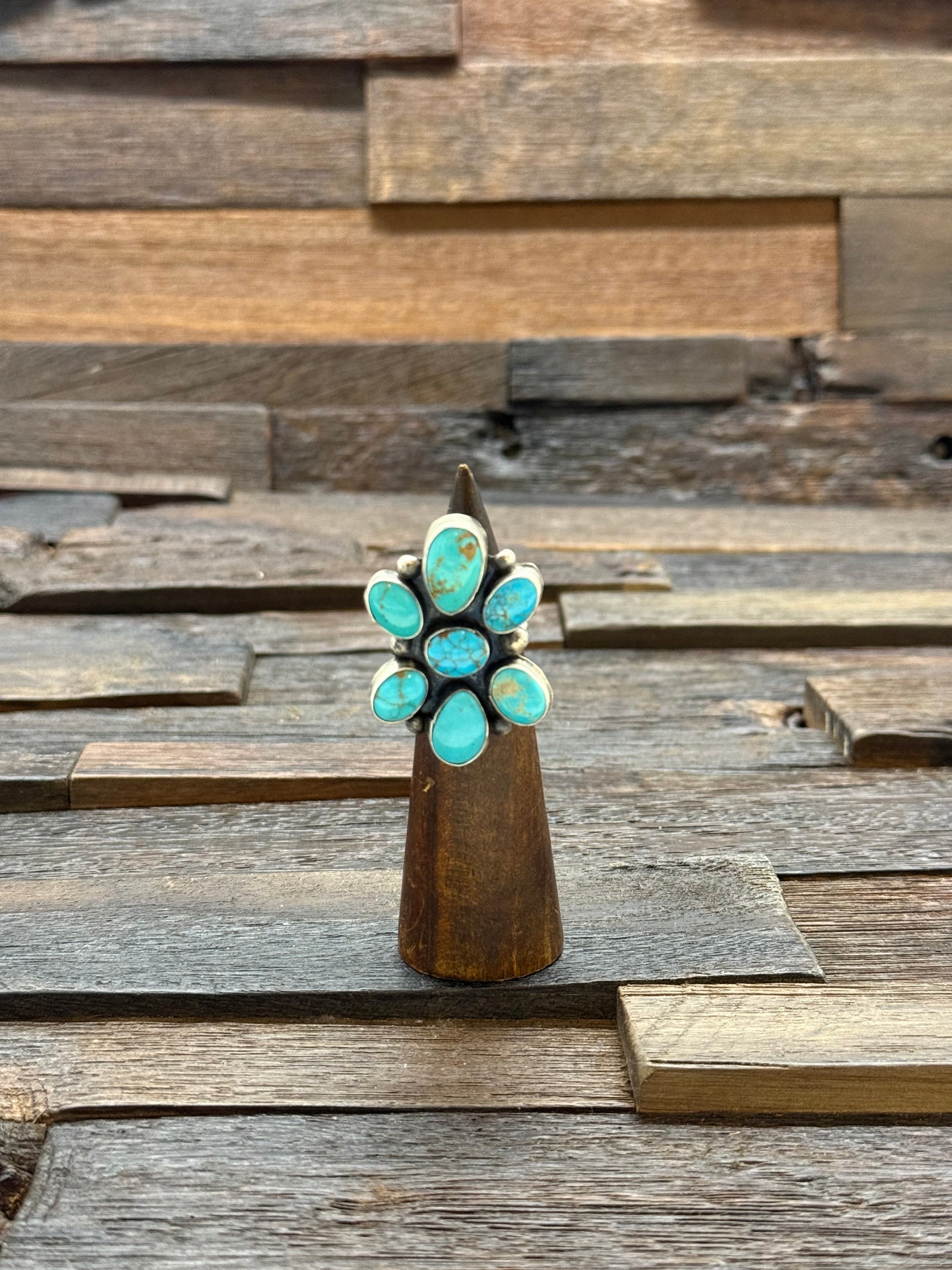 Adjustable Turquoise Cluster Ring