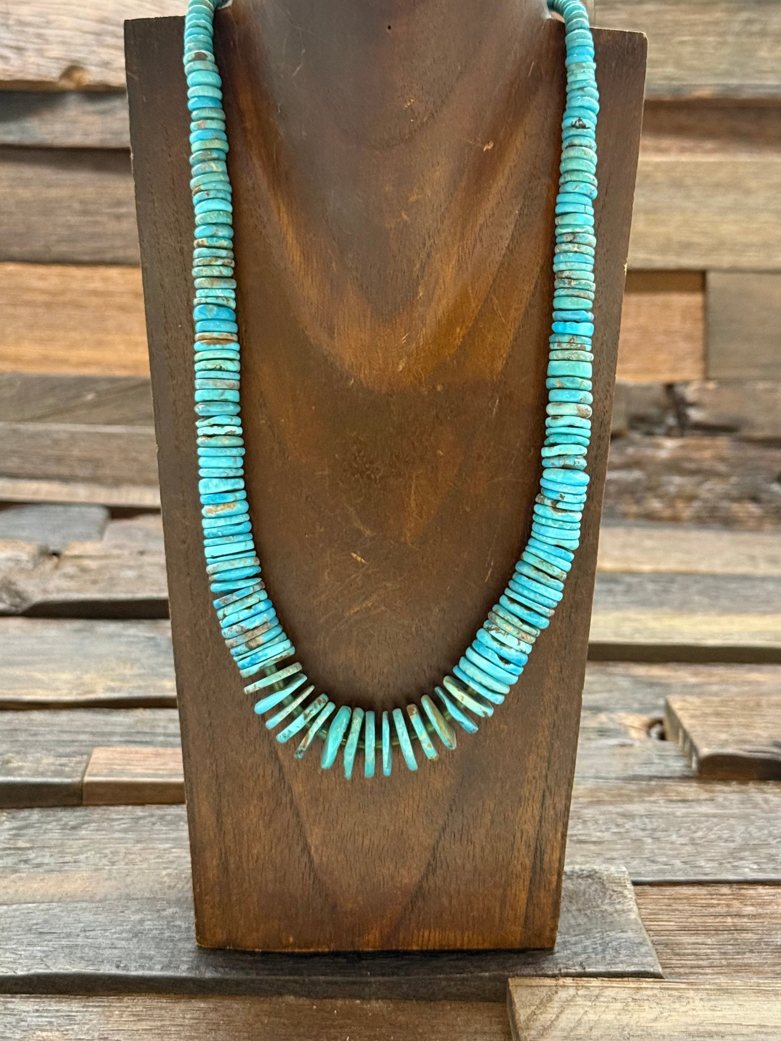 Graduated Turquoise Disc Necklace