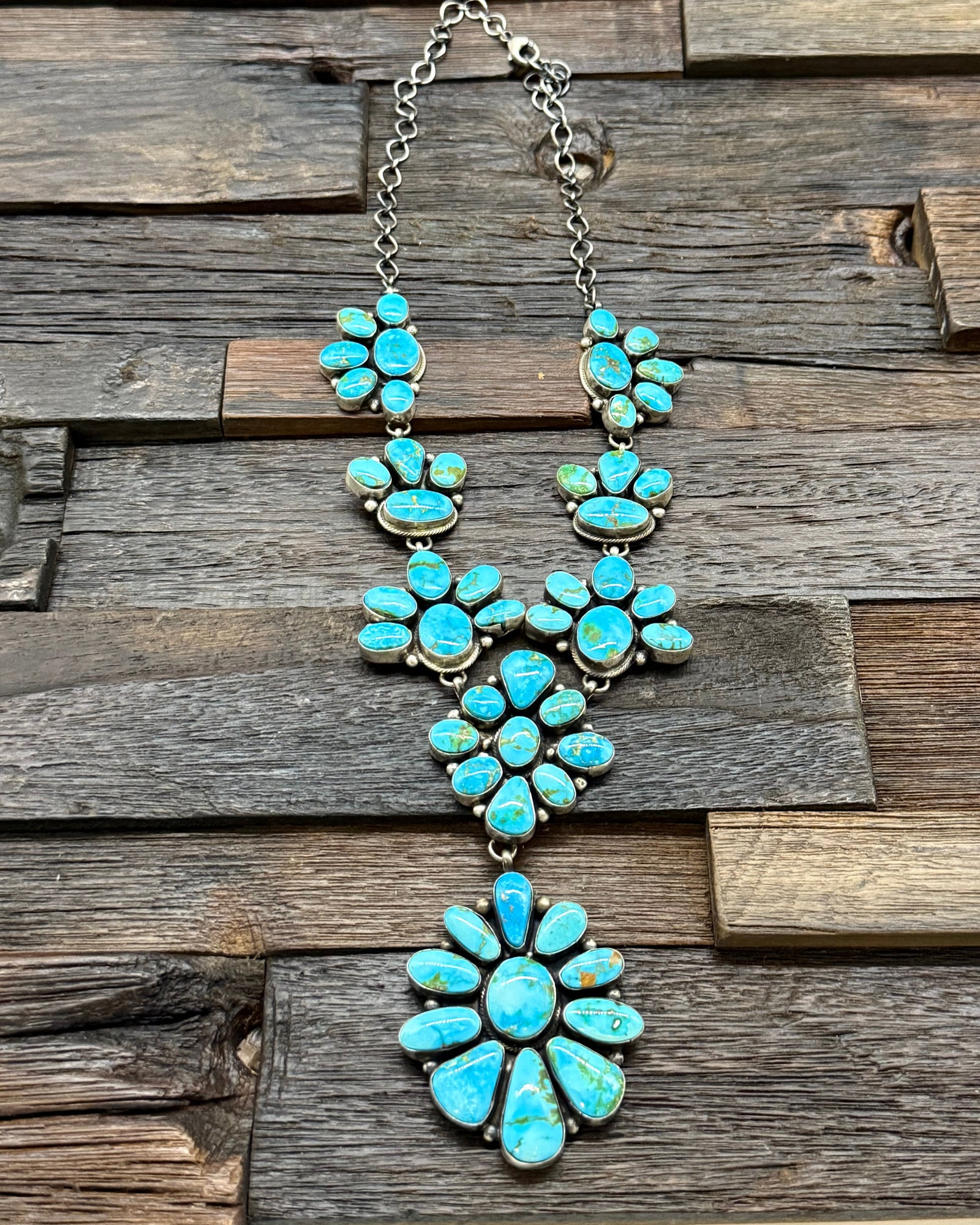 Sonoran Turquoise Cluster Lariat Necklace and Earring Set by Travis J.