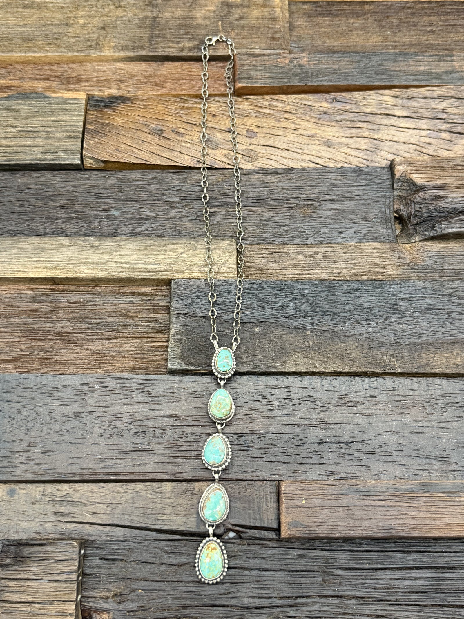 Five Stone Turquoise Lariat Necklace