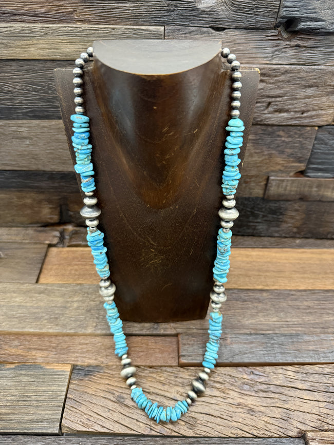 Blue Turquoise and Sterling Silver Necklace