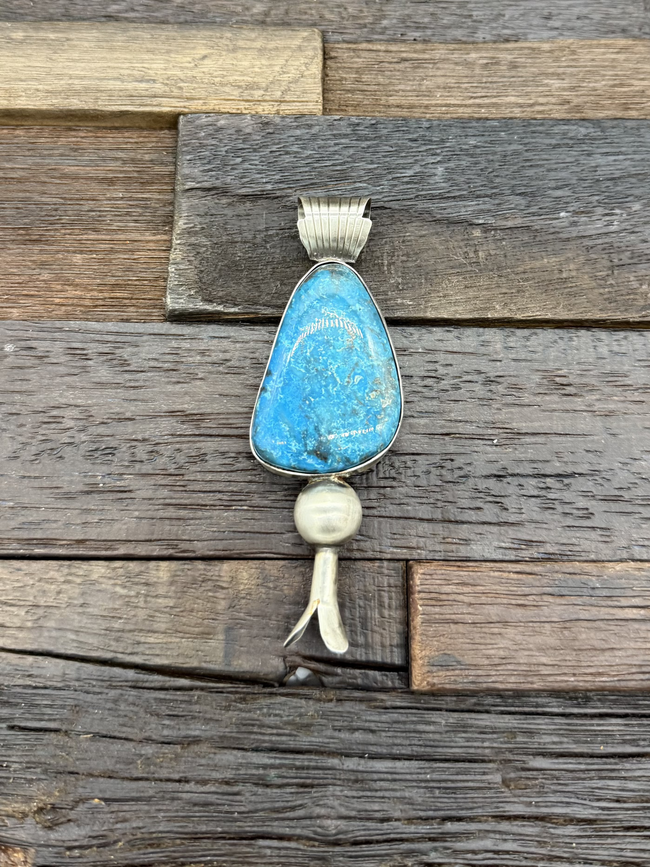 Sterling Silver Turquoise Squash Blossom Pendant