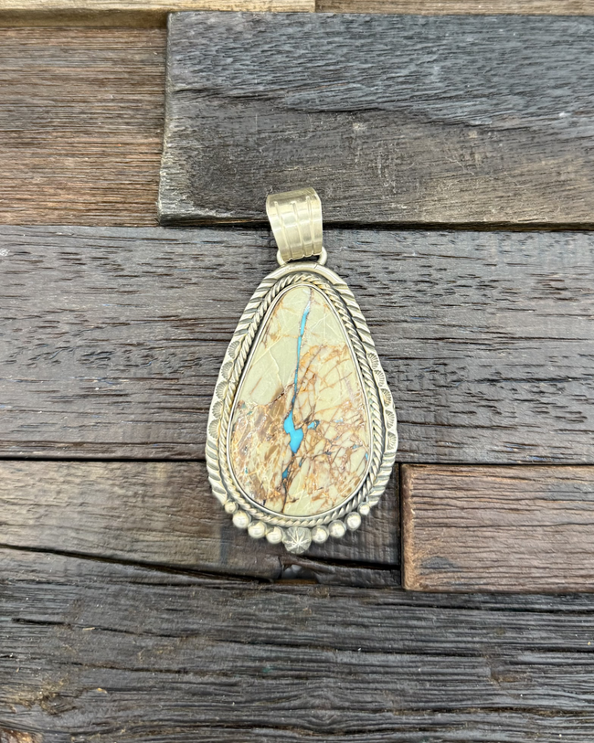 Boulder Turquoise Pendant by LaRose Ganadanegro