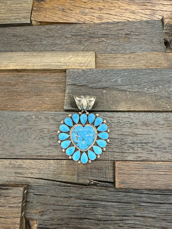 Large Turquoise Heart Cluster Pendant by Tyler Brown