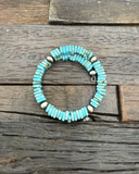 Turquoise Square Bead and Sterling Silver Wrap Bracelet