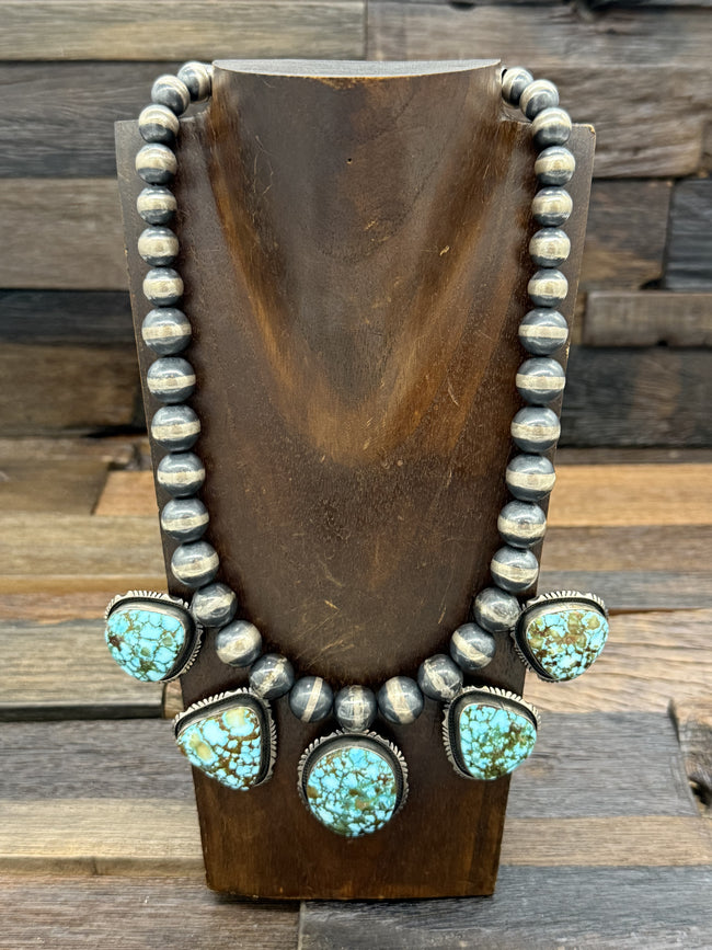 Five-Stone Kingman Turquoise Necklace by Nila Johnson