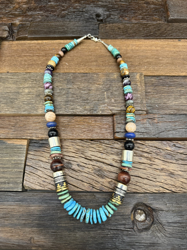 Blue Turquoise and Multi-stone Necklace by Rose Singer