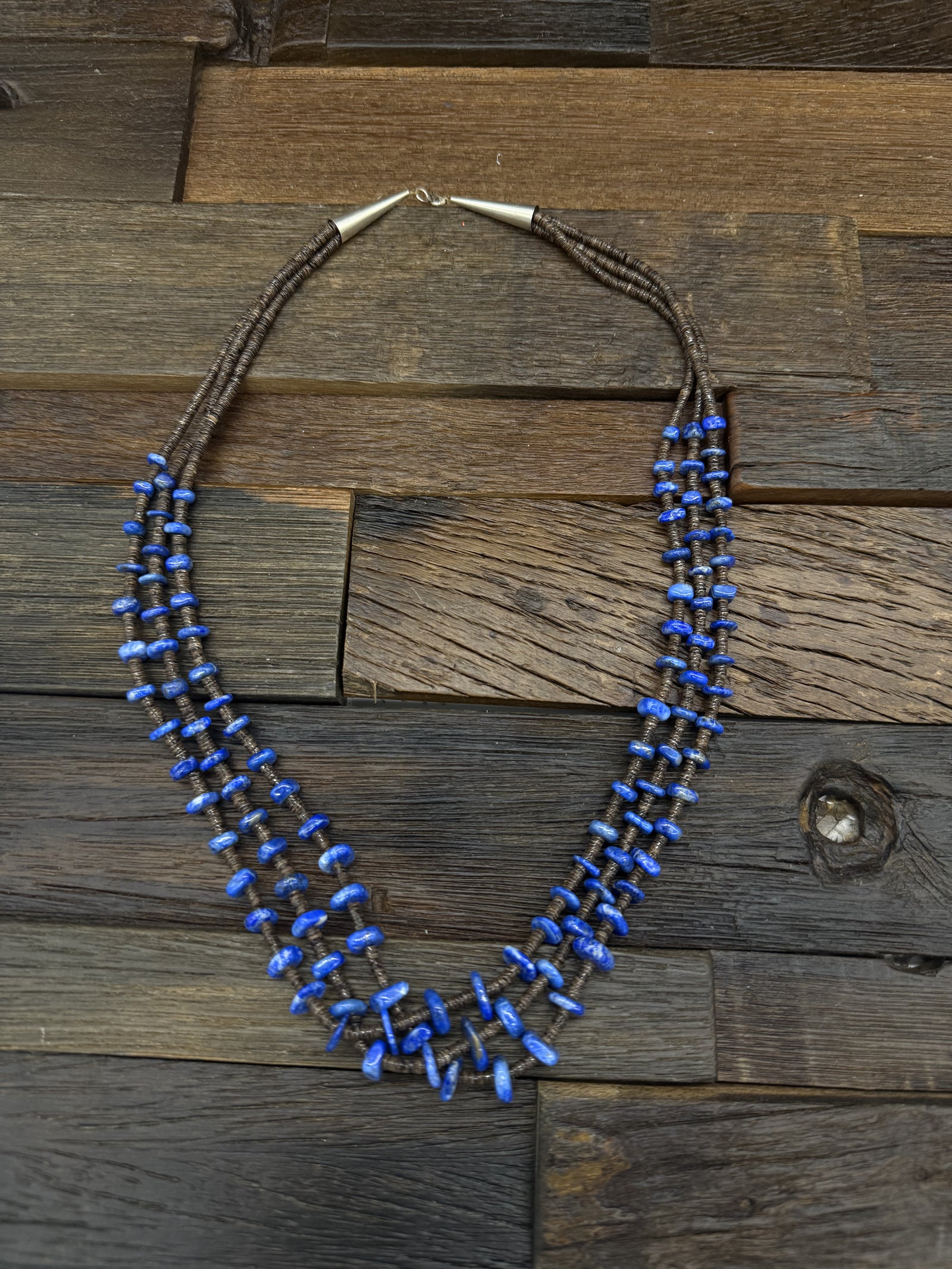 3 Strand Demin Lapis Nugget Necklace by Robert Coriz