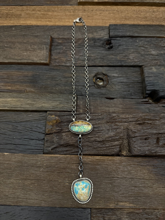 2 Drop Boulder Turquoise Necklace by Darrin Livingston