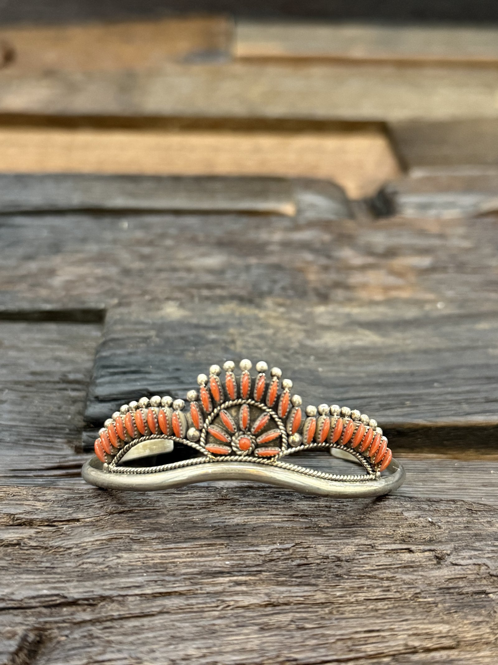 Coral Needlepoint Bracelet by Stewart Nakatewa