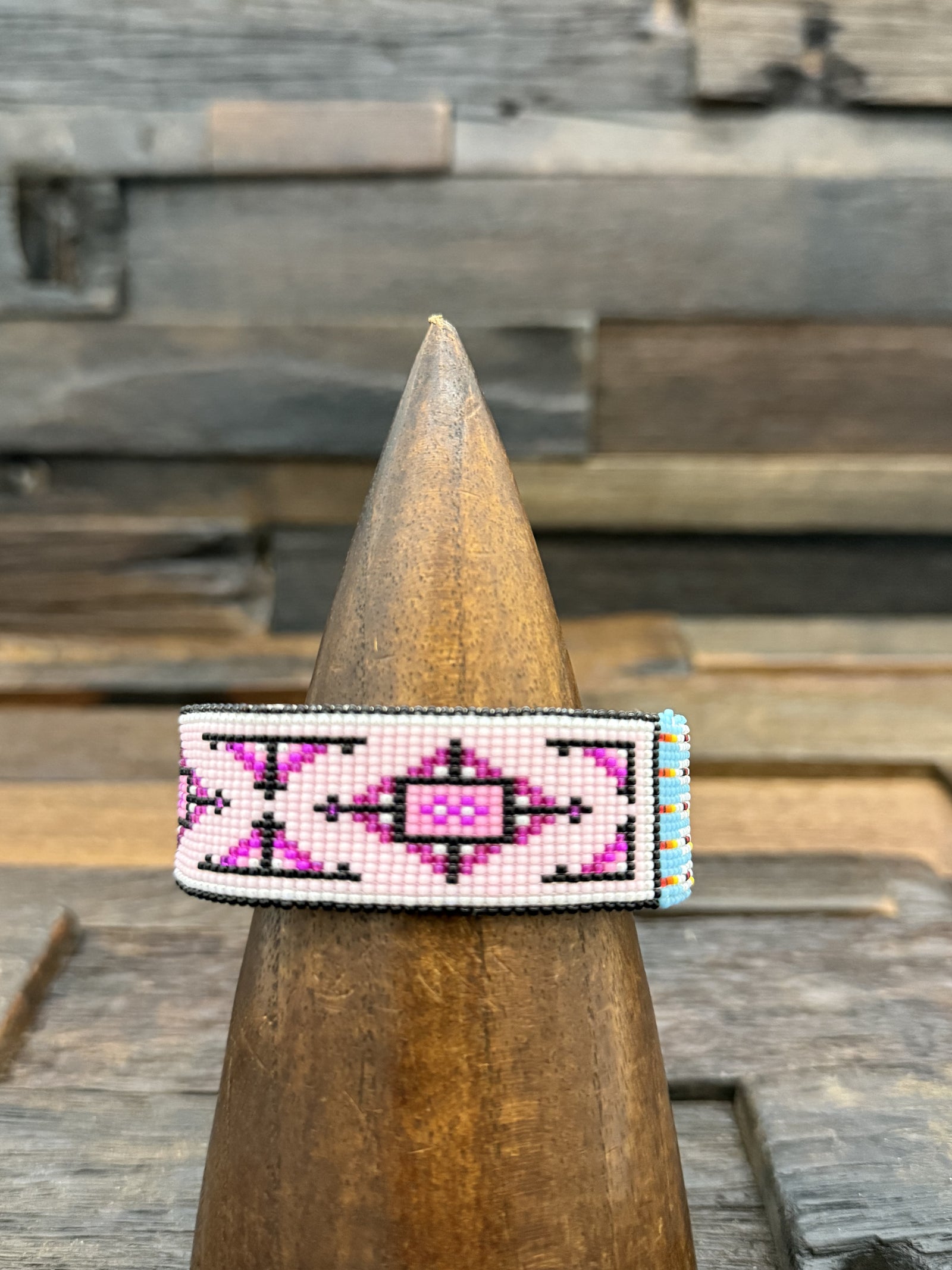 Pink and Blue Beaded Bracelet