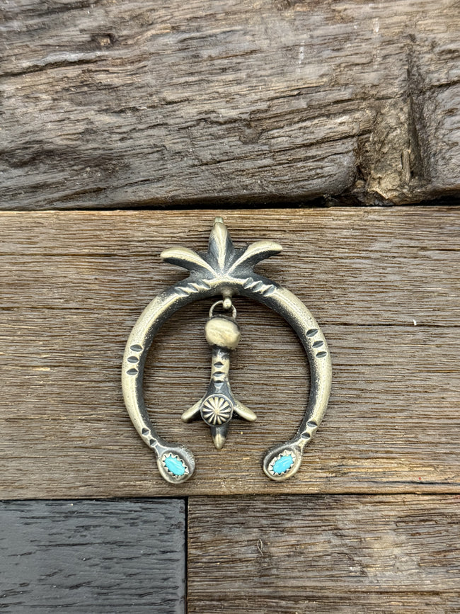 Sterling Silver and Turquoise Naja Pendant by Martha Cayatineto