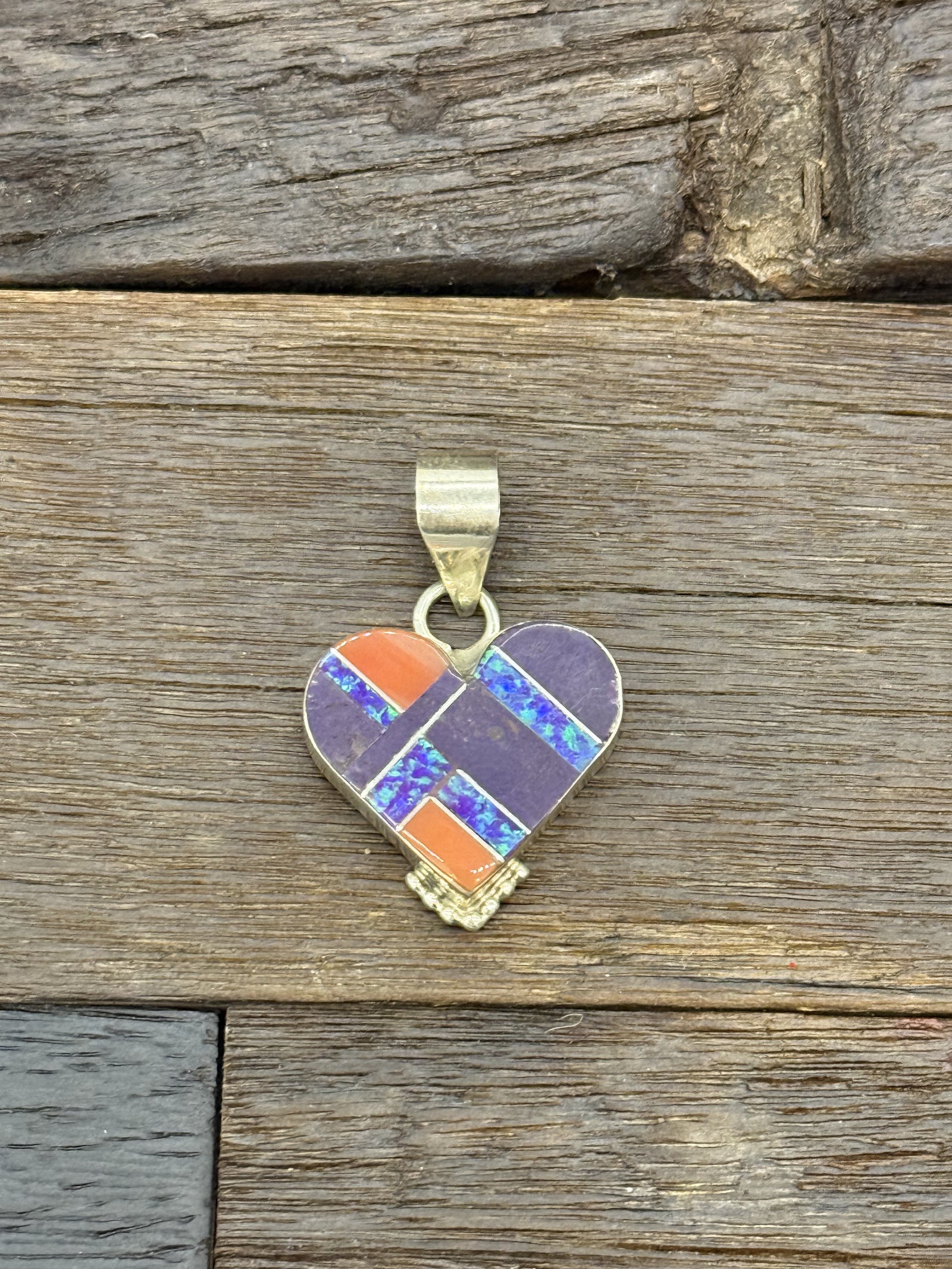 Purple Inlaid Heart Pendant