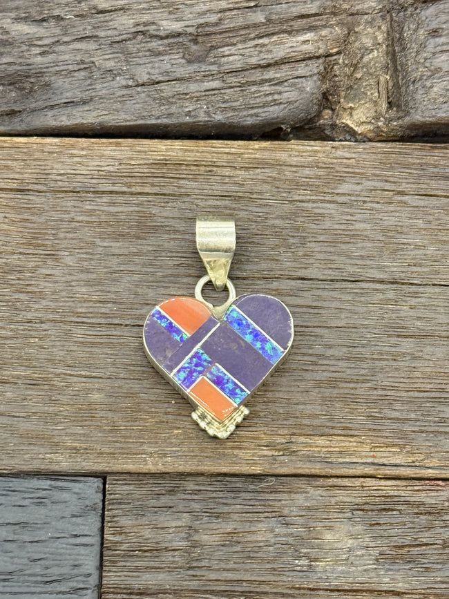 Purple Inlaid Heart Pendant