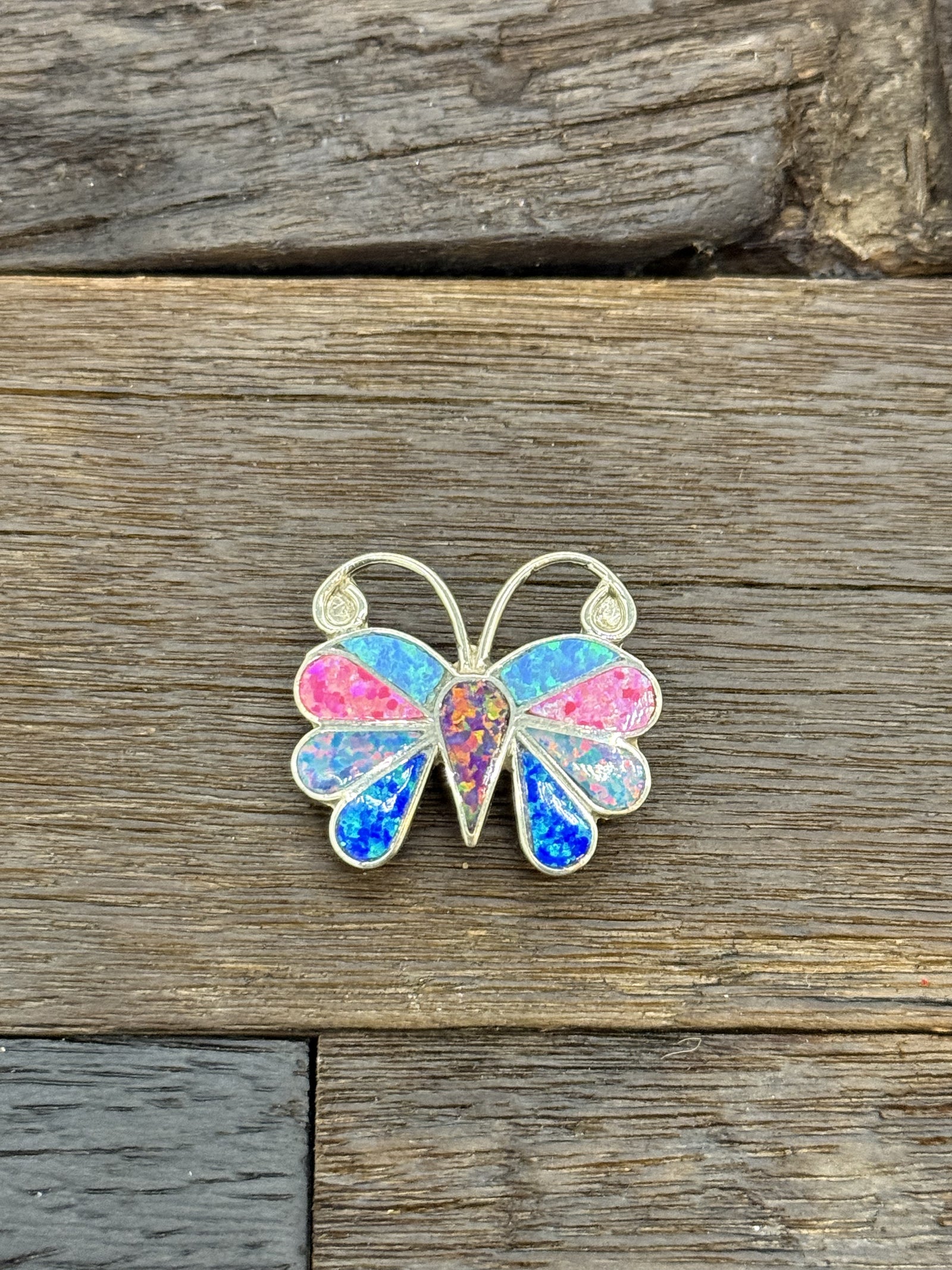 Multi-Color Lab Opal Butterfly Pin/Pendant