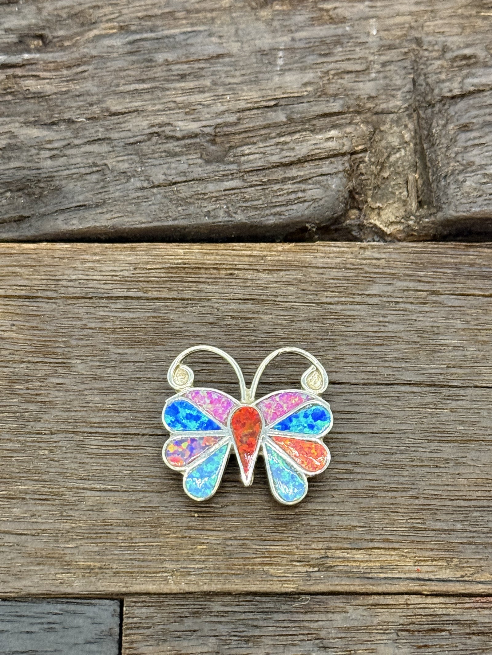 Multi-Color Lab Opal Butterfly Pin/Pendant