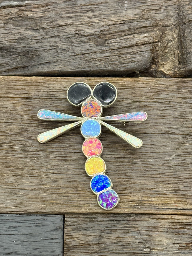 Multi-Color Lab Opal Dragonfly Pin/Pendant