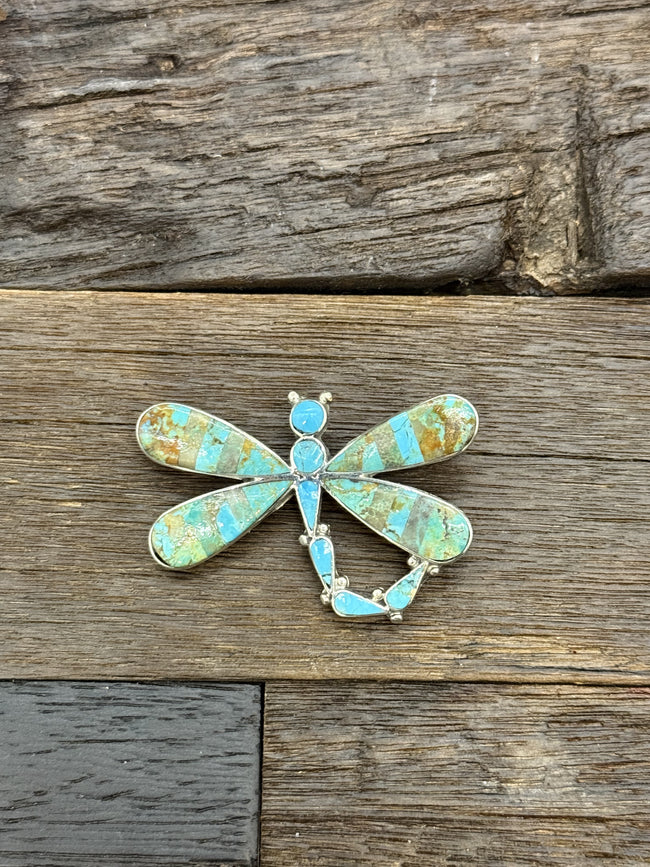 Turquoise Inlaid Dragonfly Pin/Pendant