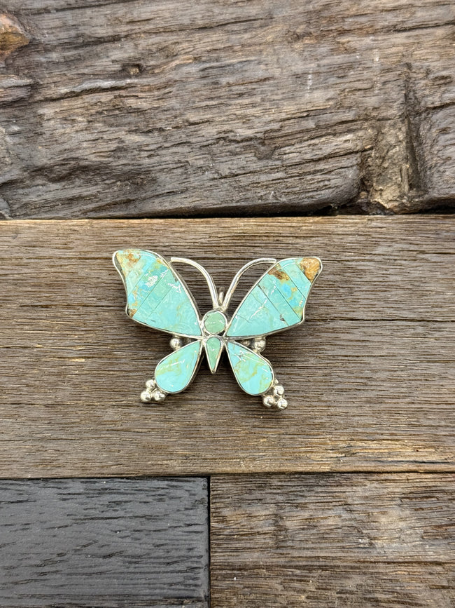 Turquoise Inlaid Butterfly Pin/Pendant