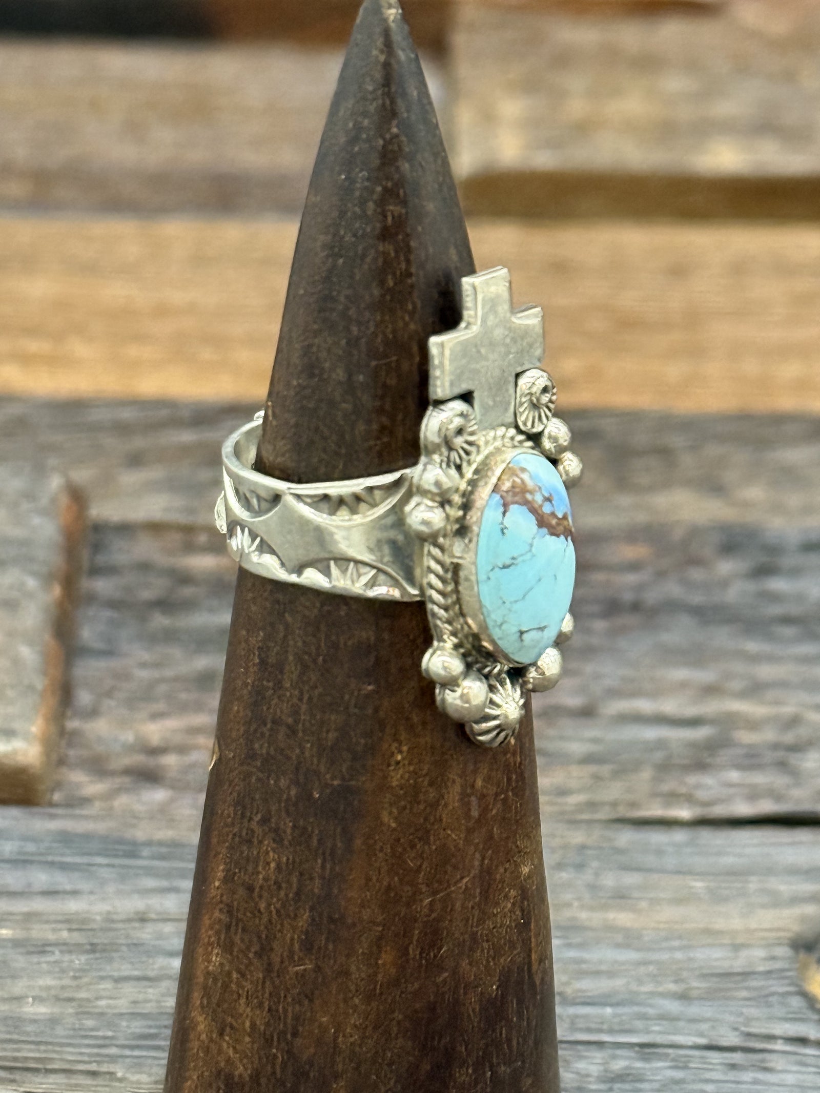 Golden Hill Cross Ring by Emma Linkin Size  10