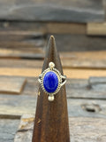 Sterling Silver Lapis Ring by Leslie Nez Size 8