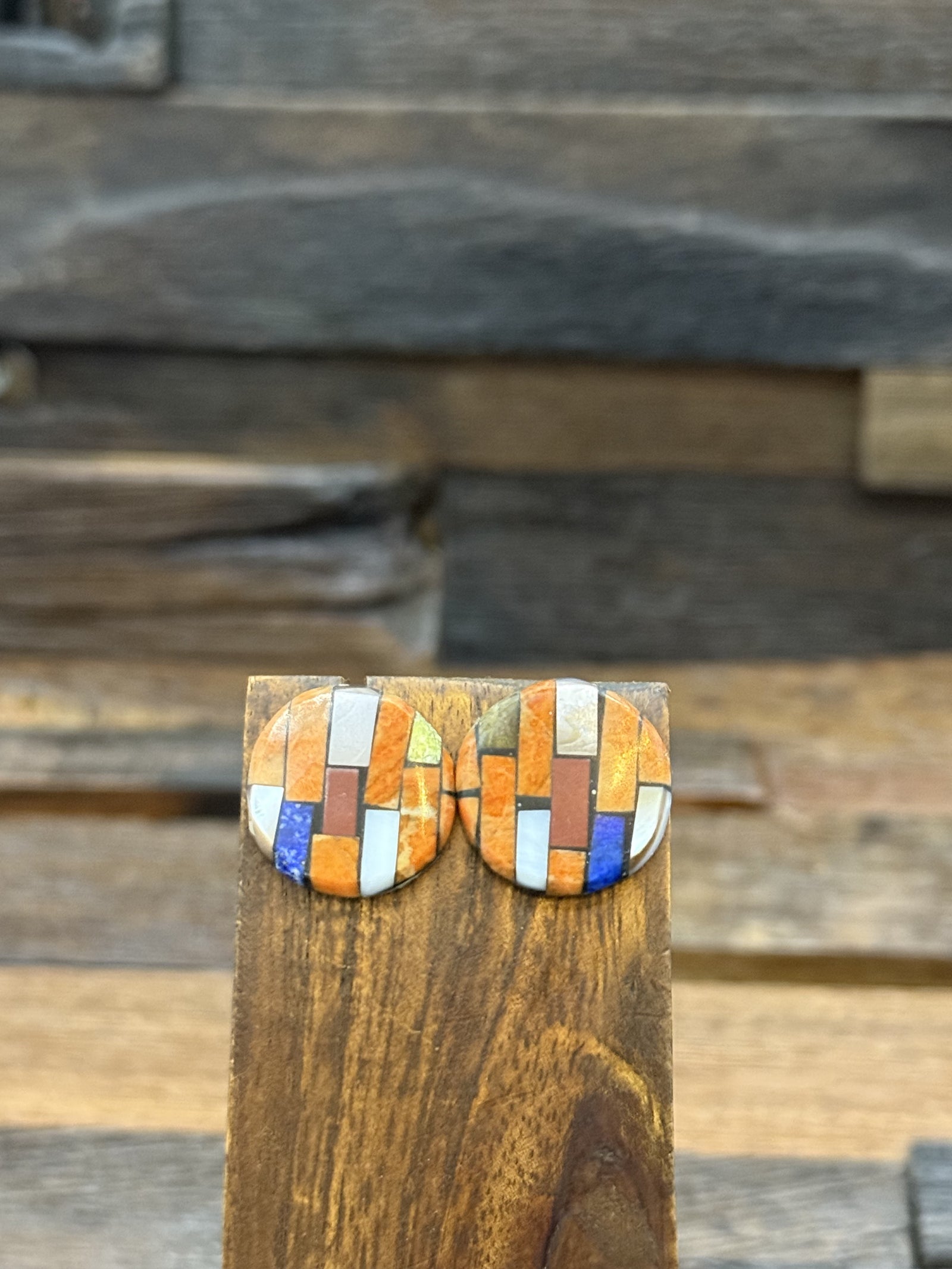 Mosaic Inlay Post Earrings by Janalee Reano