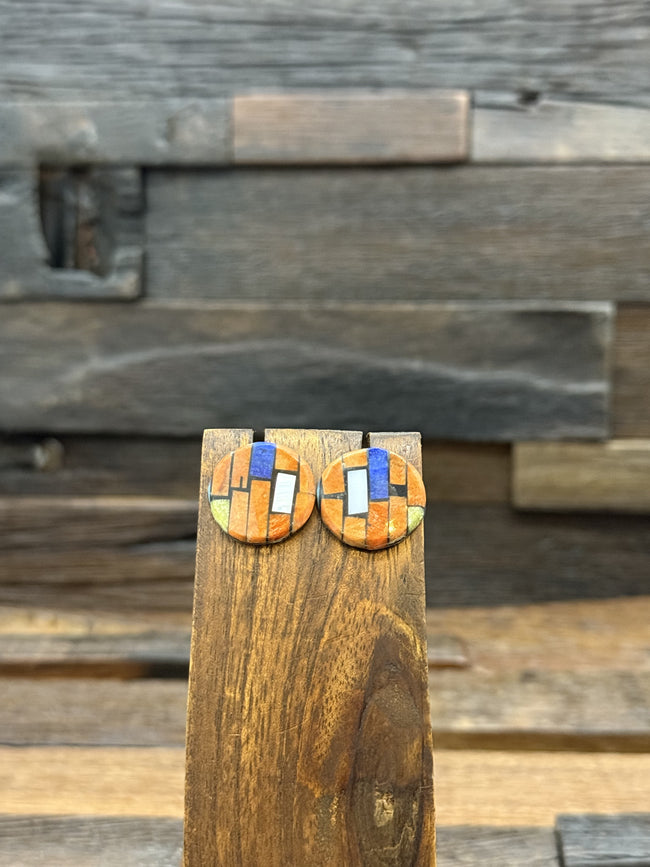 Mosaic Inlay Post Earrings by Janalee Reano