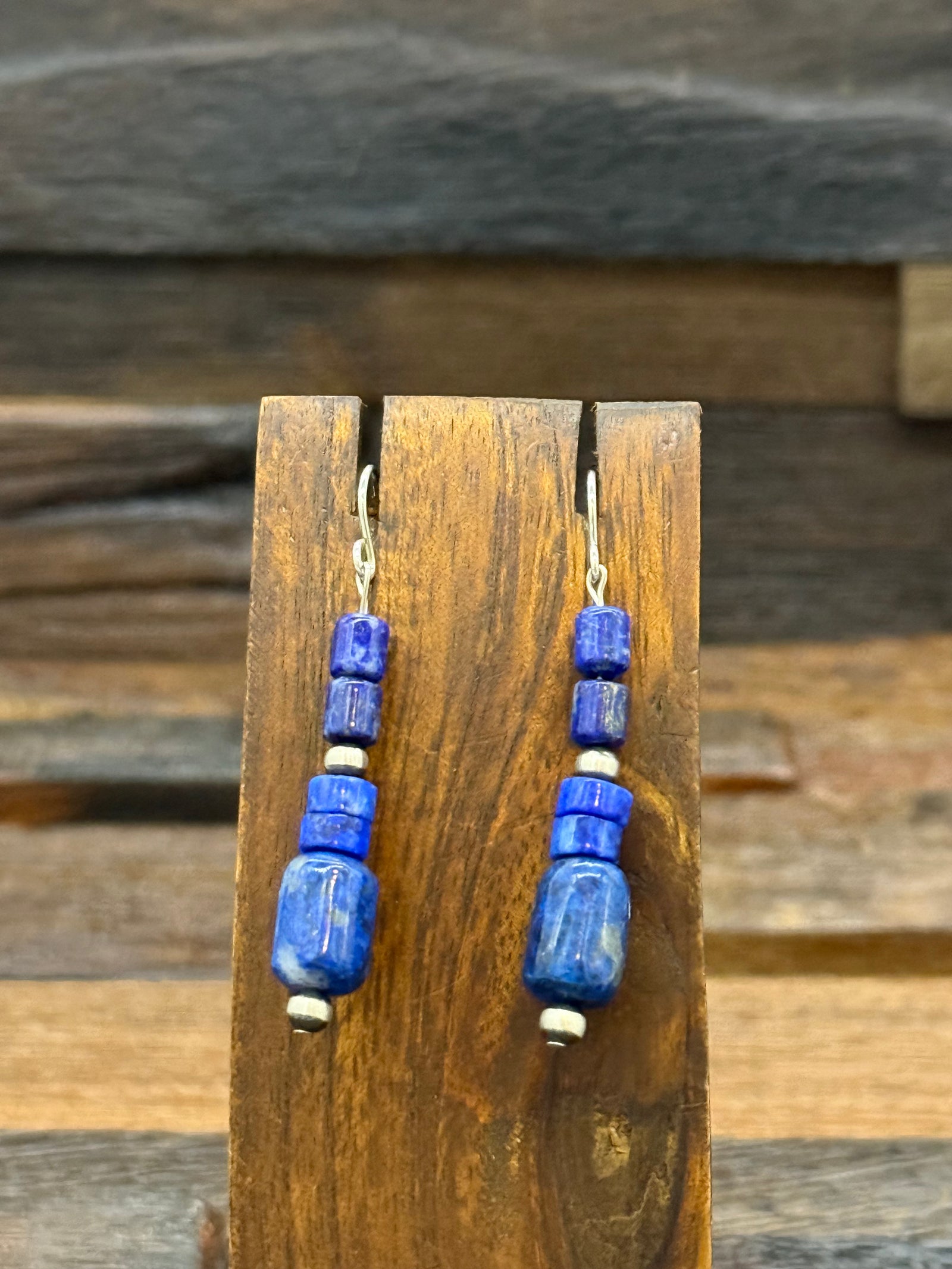 Lapis Bead Earrings by Fred Archuleta