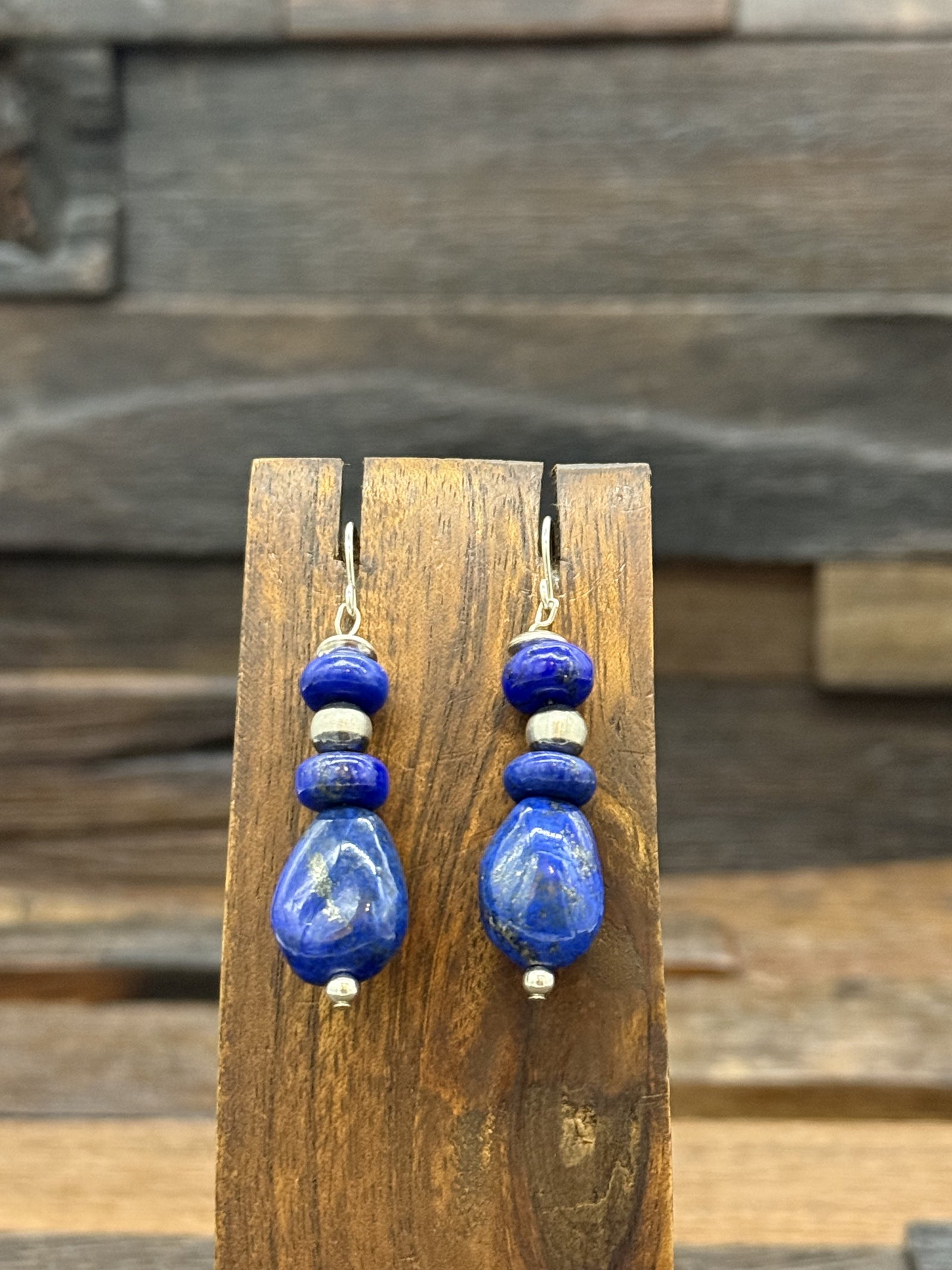 Lapis Bead Earrings by Fred Archuleta