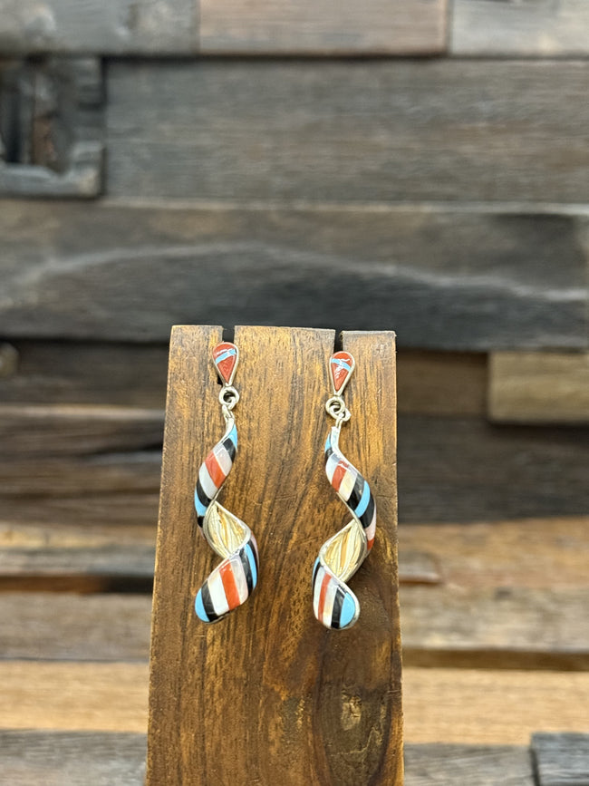 Multi-Color Twisted Inlaid Earrings by Idella Edaakie