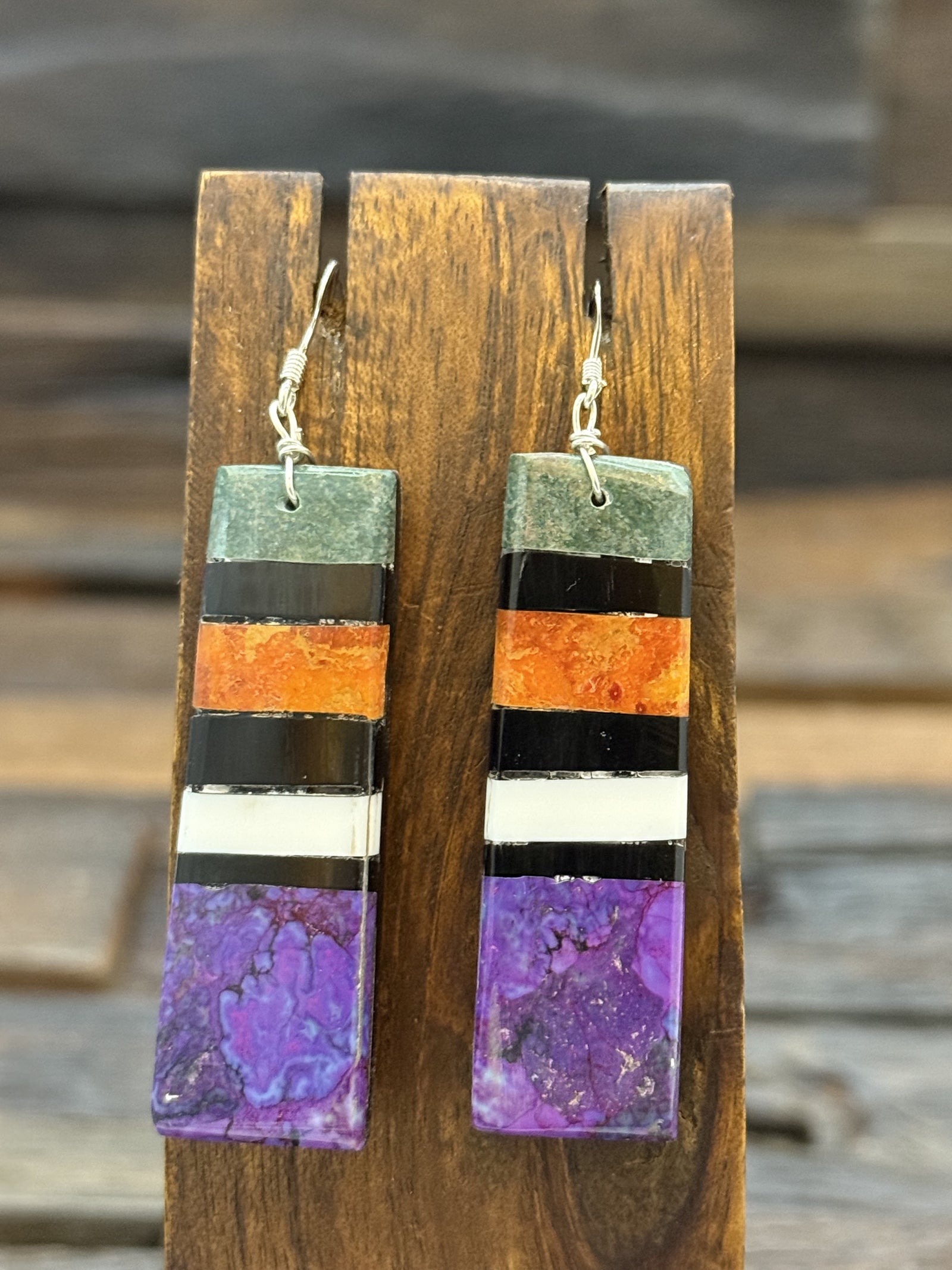 Mosaic Inlay Earrings by Torevia Crespin