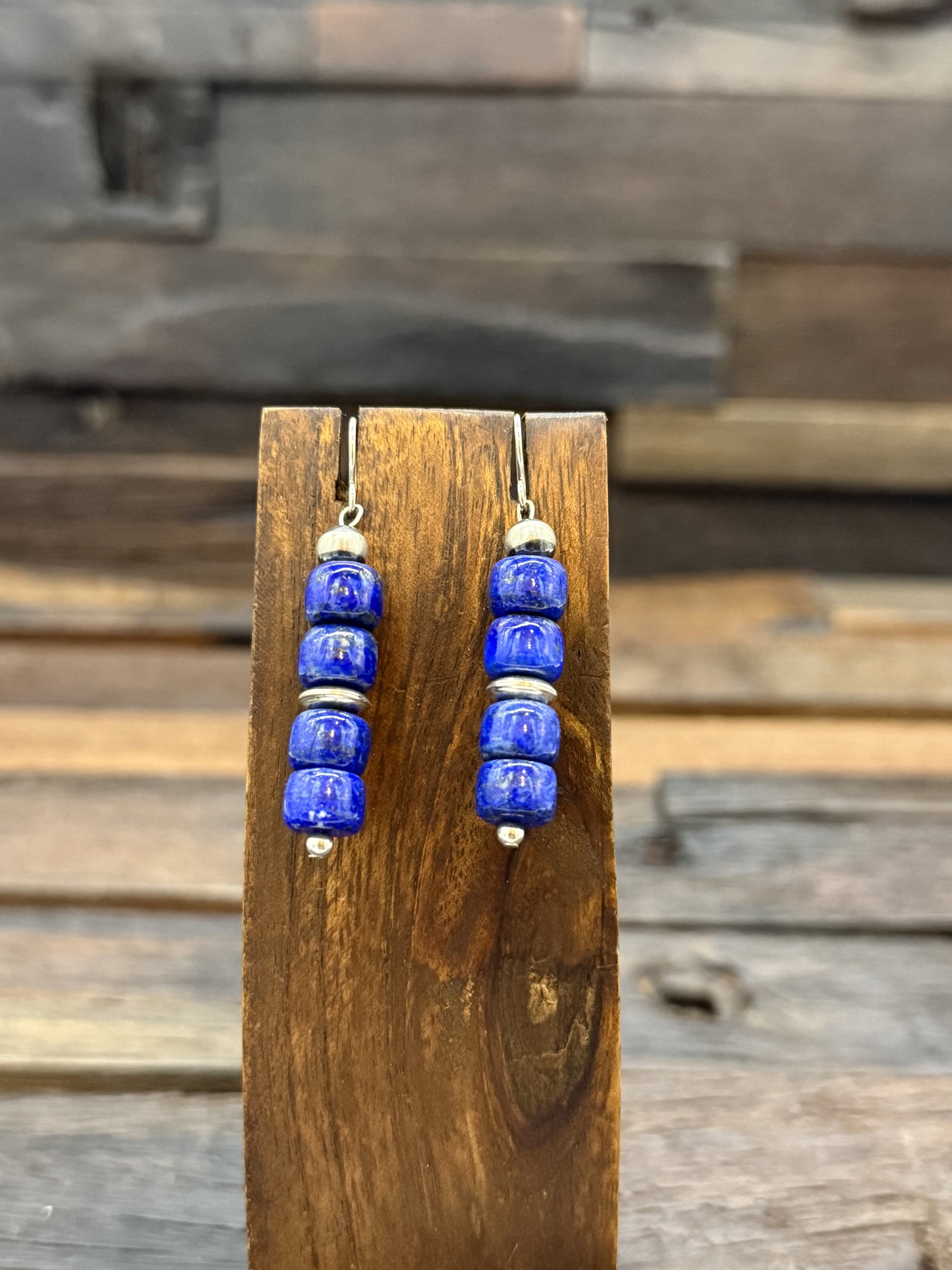 Lapis Bead Earrings by Fred Archuleta