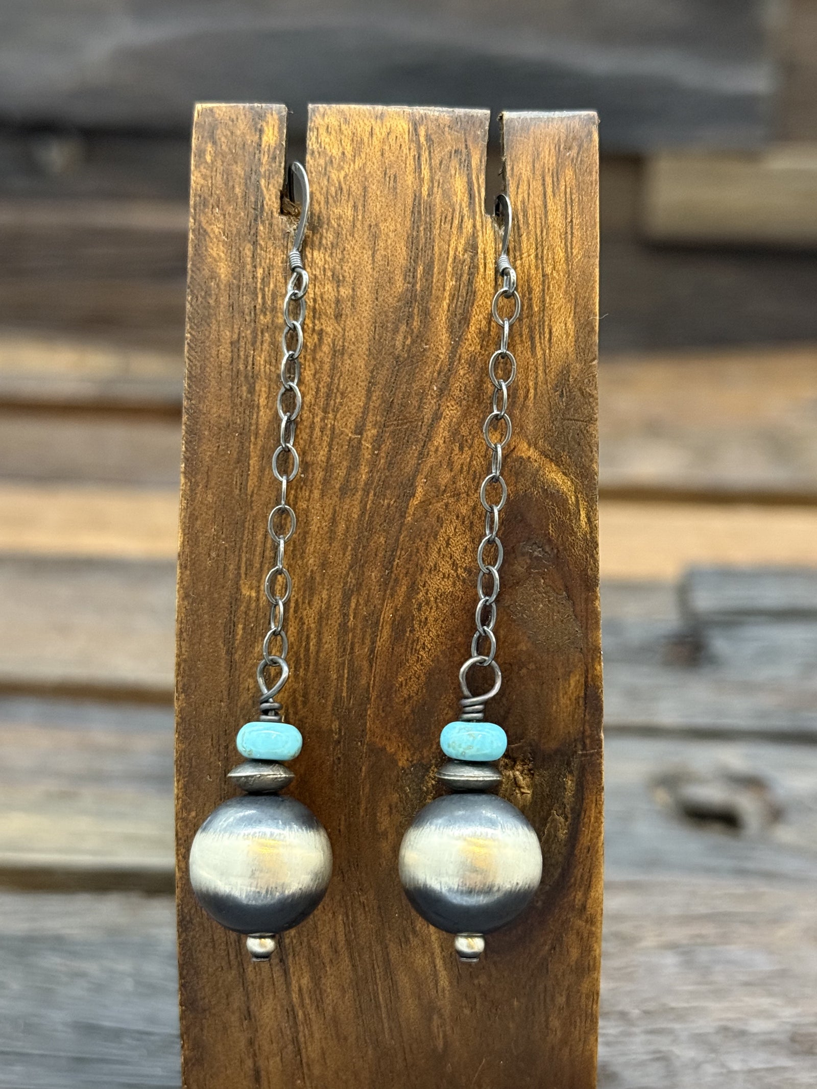 Navajo Bead Dangle Earrings by Vangie Touchine