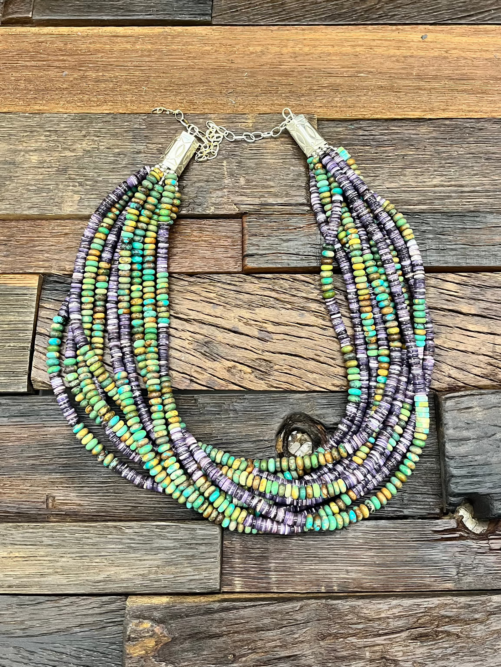 Ten Strand Turquoise and Wampum Shell Necklace by Fred Archuleta