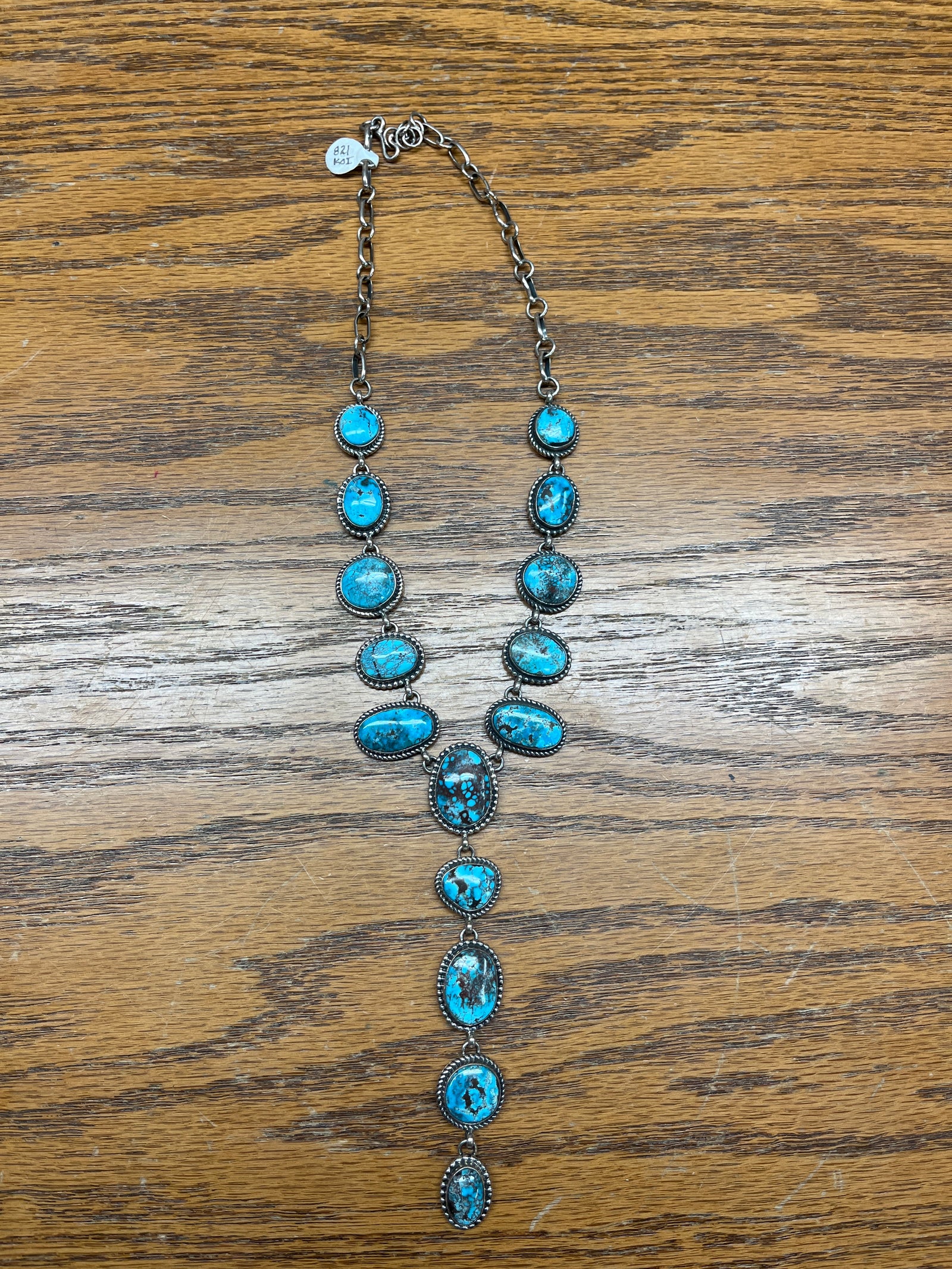 High-Shine Sterling Silver Turquoise Lariat 28 in.