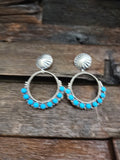 Turquoise and Sterling Circle Earrings