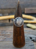 Mercury Dime Ring with Sterling Silver Band Size 10