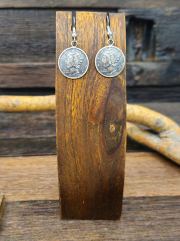 Large Stamped Sterling Silver Circle Earrings by Leander Tahe